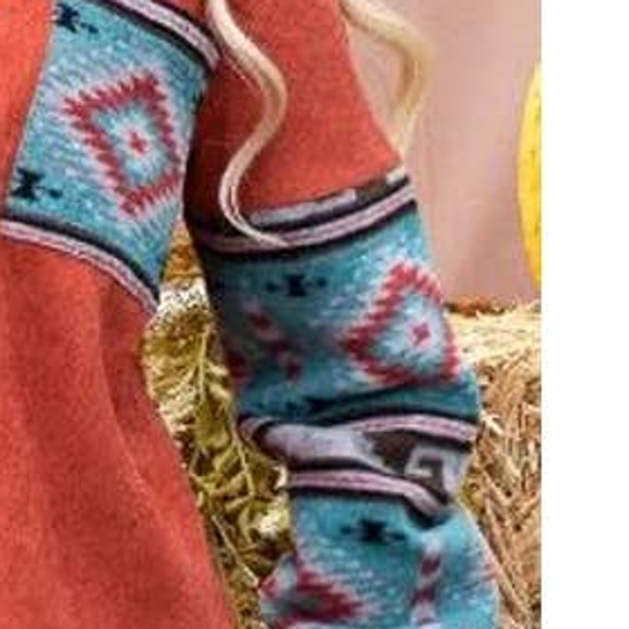 Blue and Rust Aztec Print Shacket - Picture 4 of 4